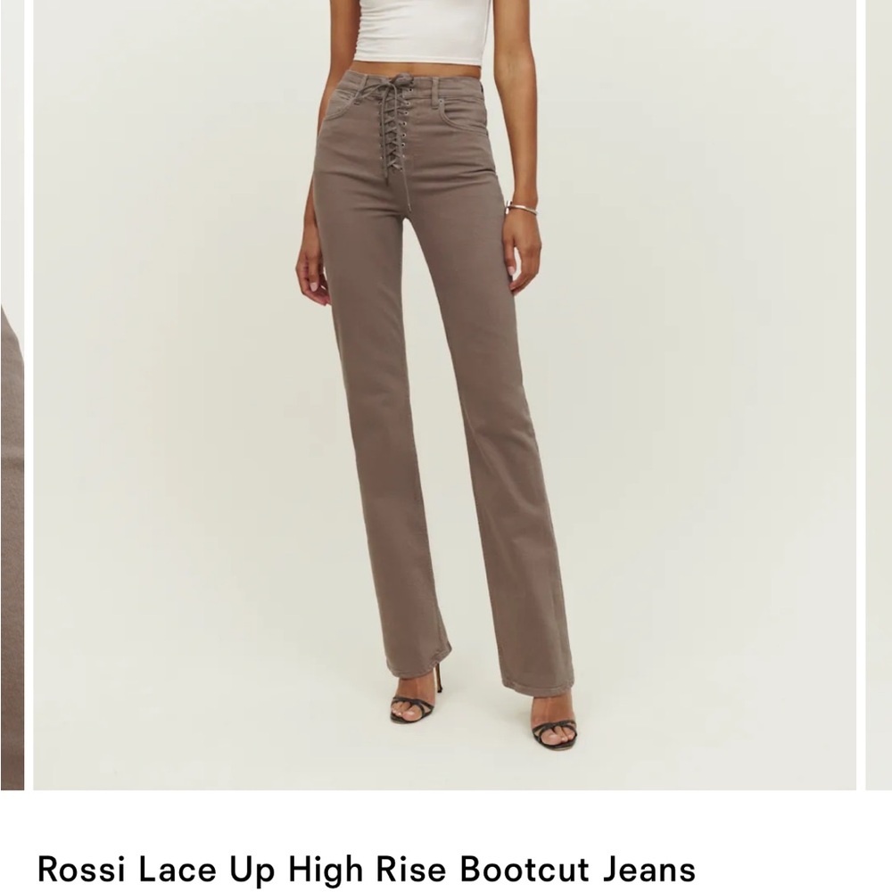 Reformation Lace Up High Rise Bootcut Jeans - Brown